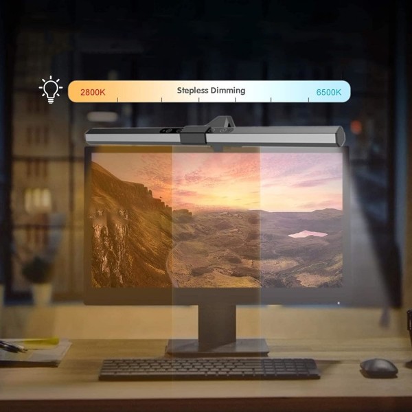 Datorskärmslampa, Skärmskärmsljusfält för ögonvård Touch Control 3 ljuslägen Dimbar USB driven LED Datorskärm Skärmlampa för