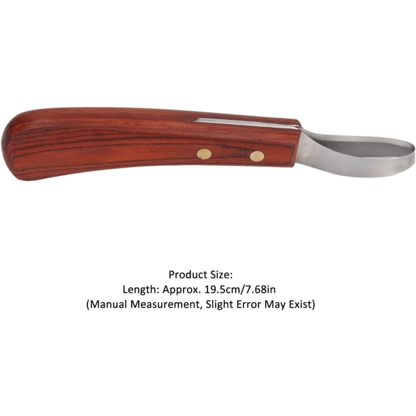 Crimping hovkniv, 7,7" högerhands ergonomisk hästhovkniv med trähandtag för kogetboskap