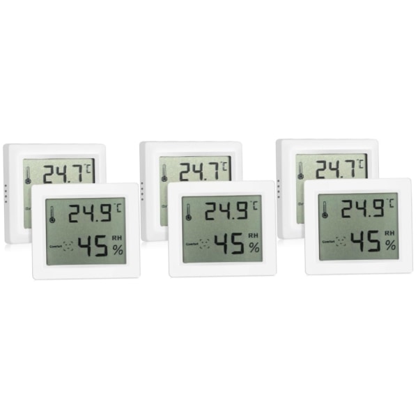 6 st Hygrometer Fuktighetsmätare Fuktighet Temperaturmätare Fuktighetsmätare Digital temperatur Elektronisk inomhushydrometer