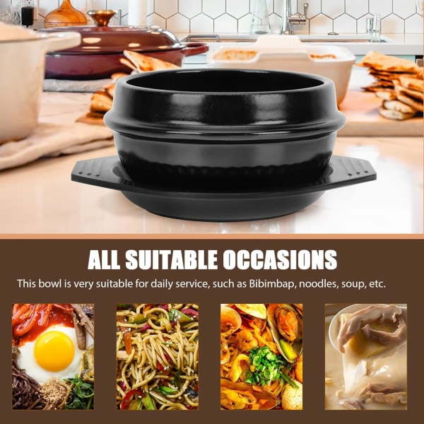 Keramisk stenskål koreansk kokgryta med bricka Dolsot Sizzling Hot Pot Hushållstillbehör för Bibimbap Soup Hem Kök Köksredskap