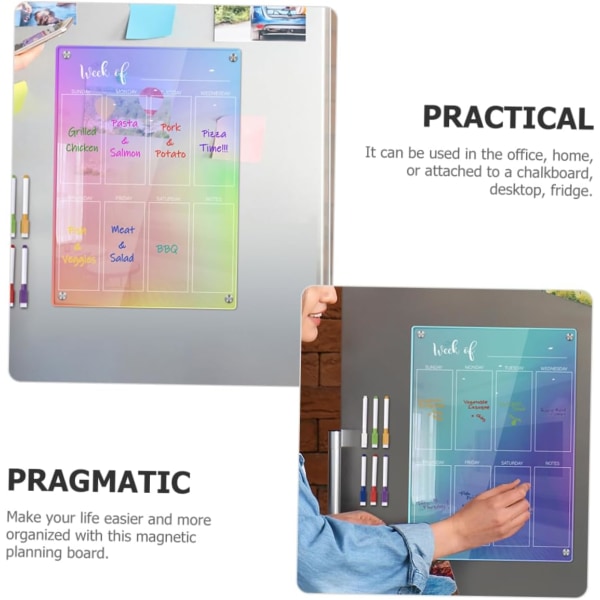 1 set White Boards Clear Magnetic Dry Erase Board för kylskåp Clear Board för vägg Daglig planeringstavla Planer Board för kylskåp