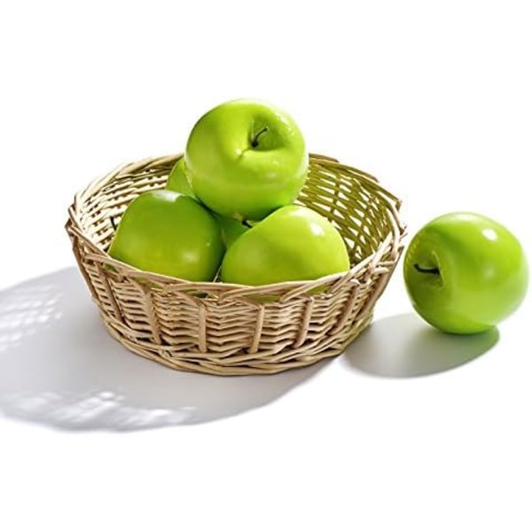 Konstgjorda frukter, 10 st falska frukt äpplen, konstgjorda gröna äpplen modell Faux grönt äpple, falska dekorativa frukter för hemmafest