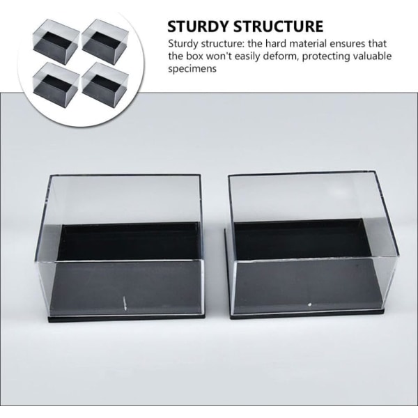 4 st Box Elegance Graceling Mineral Specimen Case Små smycken Förvaringsbehållare Plastbehållare Mineral Case