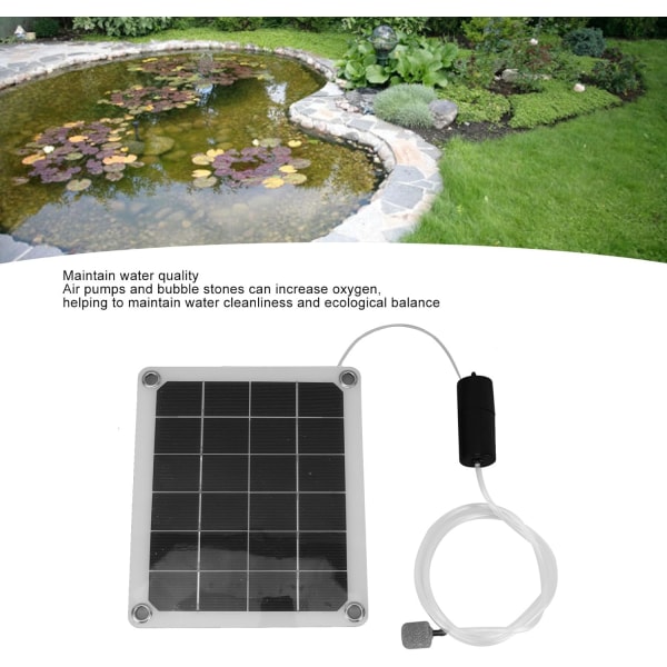Solar Pond Aerator Vattentät 20W Noiseless Solar Aquarium Air Pump med Air Bubble Stones för Fishpond Solar Air Pump