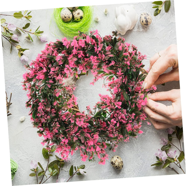 Imitationsväxter Konstgjord blomsterkrans Blommig dörrkrans Gröna löv Krans Sommardekoration Krans Hängande Dekal Konstgjord