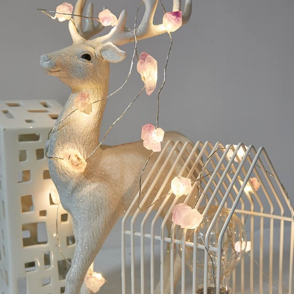 Jullampsnöre Lila kristall dekorativa ljusslingor, 6,5 fot ametiststenar med 20 LED-lampor Batteridriven för inomhusrum