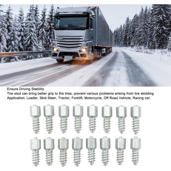 Hjuldäcksspik, 100 st snödäcksskruv M8-gänga Universal Anti-slip hjuldäckskruvar för lastare sladdstyrande traktorgaffeltruck