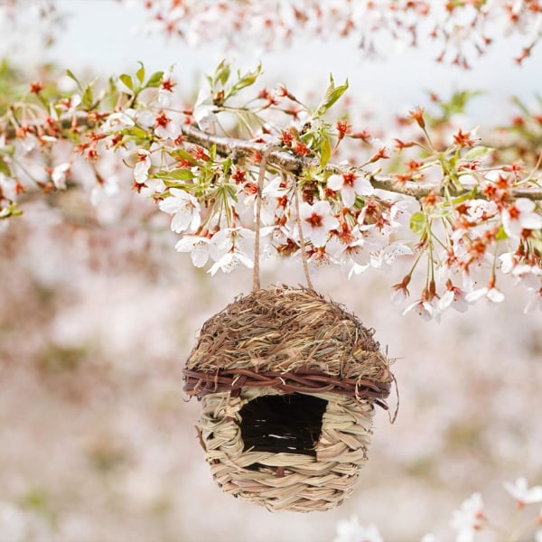 3 st Halm fågelbo Fågelprydnader för julgranar Hummingbird House Big Bird House House Fågelhängande presenter till trädgårdsmästare Vävd fågel