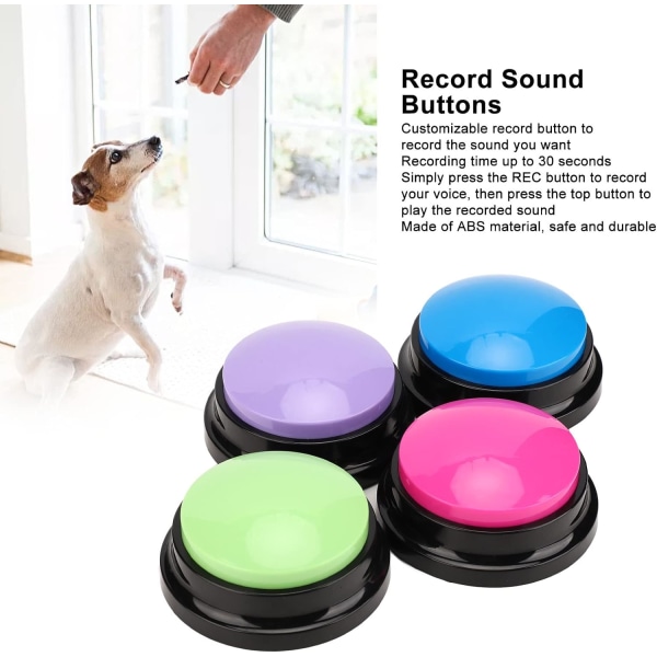 Inspelningsknappar Pet Record Talking Buttons Abs 4st Record Talking Button Multifunktionell 30S hundkommunikationsknappar för hundar Katter Husdjur