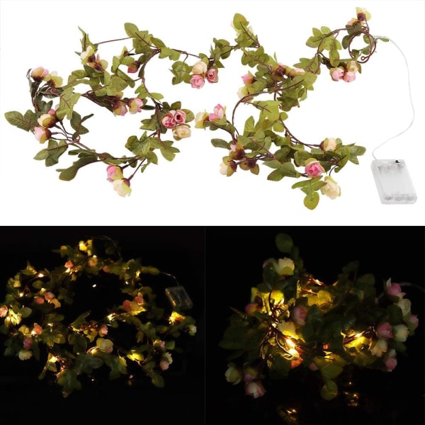 LED-blommarslingor Fairy Pink Lights 20 LED-lampor Batteridrivna dekorativa lampor för flickor Sovrum inomhus utomhus Alla hjärtans dag