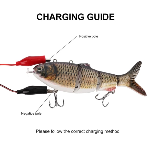 Fiskedrag, robotbaddrag, multi för öring, laddningsbart elektriskt fiskedrag med grönt LED-ljus, för