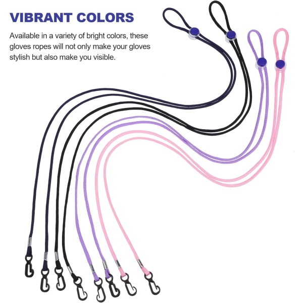 4st Handskar Remmar Vantklämmor Justerbara Handskklämmor Vantar Strängar Halshängare Rep för handskar