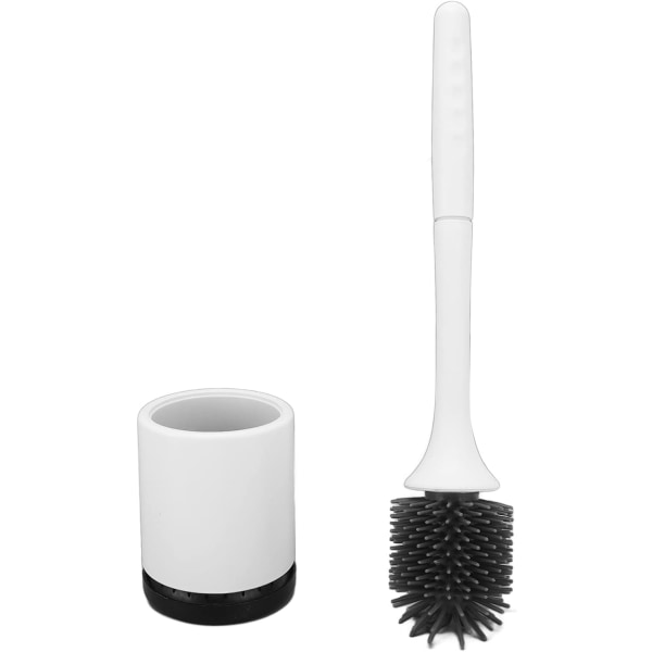 Silikontoalettborste och hållare, toalettskålborste med mjuka borstar, golvstående badrum eller väggmonterad toalettskurborste