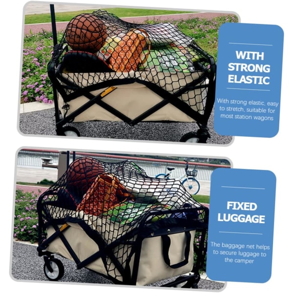 2 st Elastiskt lastnät Baby Nylon Lastnät Strandvagn Vikbar vagnvagn Nylon Bagagenät Vikbar Utility Wagon Net Hopfällbar