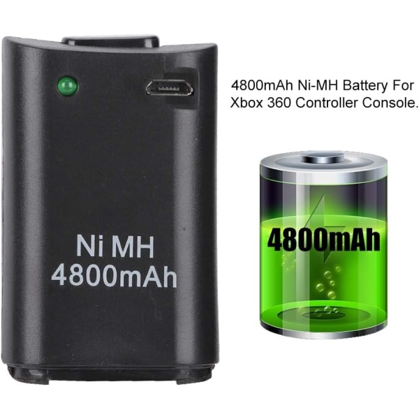 Xbox 360 batteripaket Uppladdningsbart Xbox 360 batteripaket Abs 2 i 1 4800 mah uppladdningsbar gamepad Ni Mh batteri för Xbox 360 Controller Console