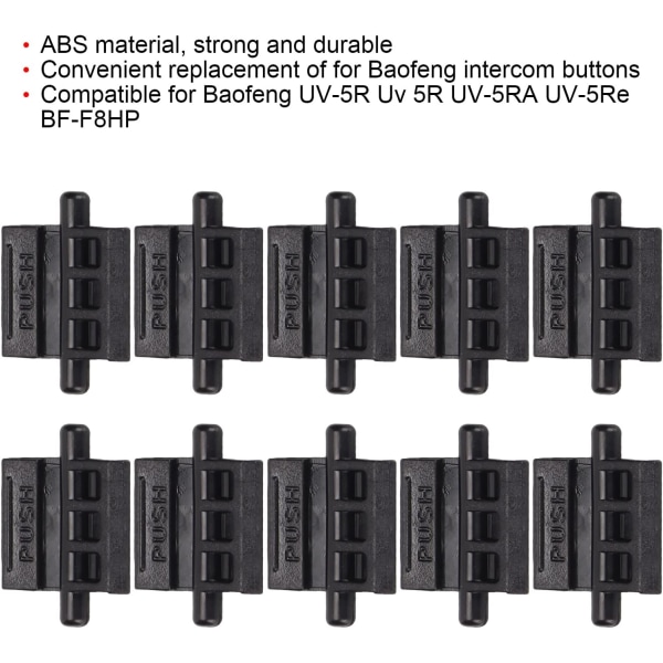Baofeng Batterilås Baofeng Batterifrigöringsknapp Abs 10 delar Walkie Talkie Tryckknapp Batterilåshållare för Baofeng