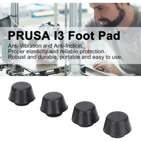 Prusa Feet 3D-skrivarfötter Silikon Svart 4st Silikonfot 3D-skrivare Antivibration Robust Tålig Bärbar För Prusa I3 Fotpadd