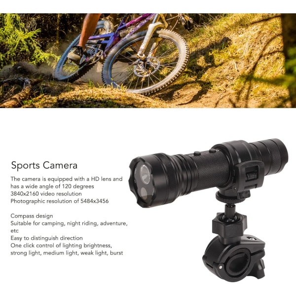 Sportkamera, MC66B Sport actionkamera Bärbar bilvideoinspelare Vattentät kompass actionkamera för camping nattridning