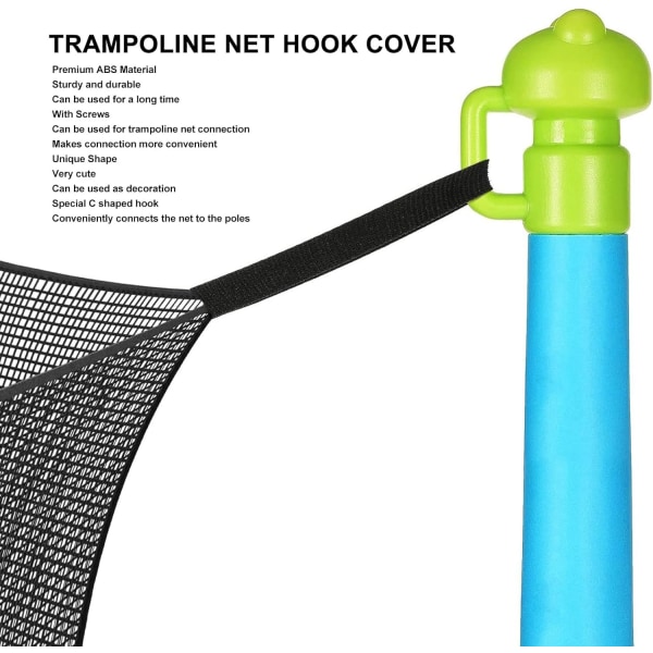 Trampolindelar Trampolinhölje Cap för nätkrok Trampolinhölje Cover Plastskyddande trampolinrör Topplock