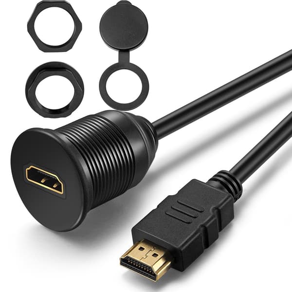 HDMI Panel Infälld Monteringskabel - 1 meter 3ft HDMI Förlängningskabel för Infälld Panelmontering för bil, båt och motorcykel