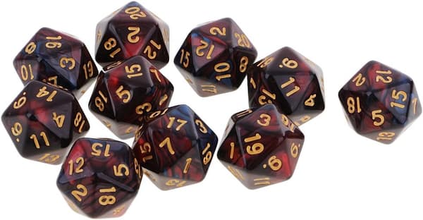 10 stk. D20 polyhedrale terninger til RPG og festspil, populære