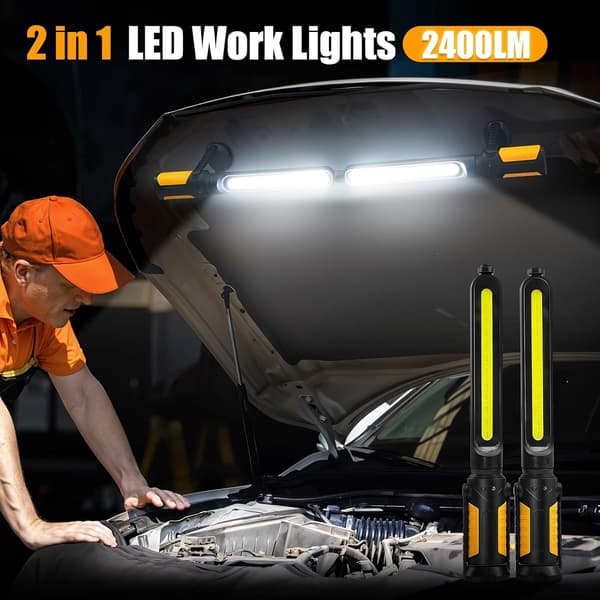 Sensorstyrt arbeidslys - 2400lm LED, 4400mAh oppladbart arbeidslys under panseret med krok og magnetisk base
