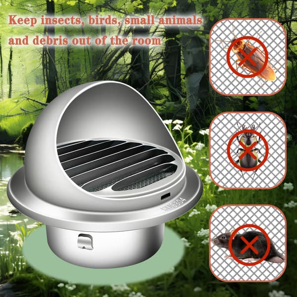 Ventilationsrist, 304 Rustfrit Stål Ventilationsrist, Rund Hætte Ventilationsrist, Sfæriske Ventilationsriste, 180mm