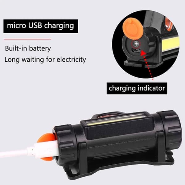 Oppladbar LED-hodelykt, 4000LM minihodelykt med USB-oppladbar frontlykt, 2 moduser, campinglykt, hodelykt