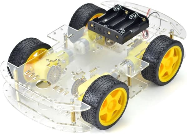 Motor Robot Bil Batteriboks Chassis Kit Intelligent Hastighetskoder for Arduino - Fire Dekk