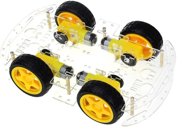 Motor Robot Bil Batteriboks Chassis Kit Intelligent Hastighetskoder for Arduino - Fire Dekk