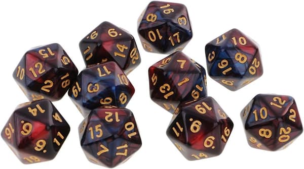 10 stk. D20 polyhedrale terninger til RPG og festspil, populære
