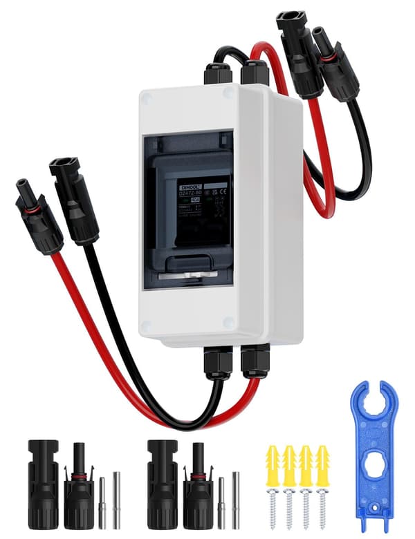 40A 1000V DC solcelleisolatorbryter, IP65 vanntett med forlengelseskabel, batterifrakoblingsbryter for solcellepaneler