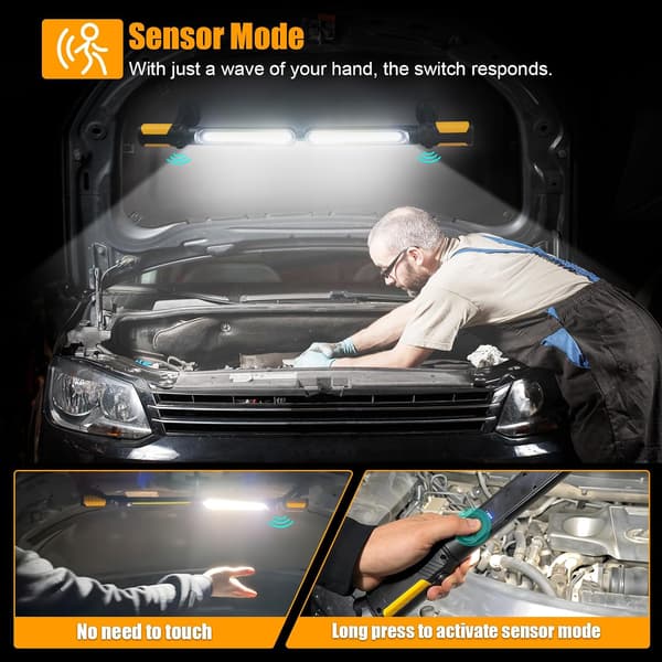 Sensorstyret arbejdslys - 2400lm LED, 4400mAh genopladeligt motorhjelmsarbejdslys med krog og magnetisk base