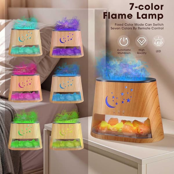2-i-1 Aroma Diffuser og Saltlampe, Flammeeffekt Diffuser med 260 ml Vandtank, Luftfugter til Æteriske Olier og Aromaterapi