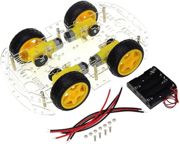 Motor Robot Bil Batteriboks Chassis Kit Intelligent Hastighetskoder for Arduino - Fire Dekk