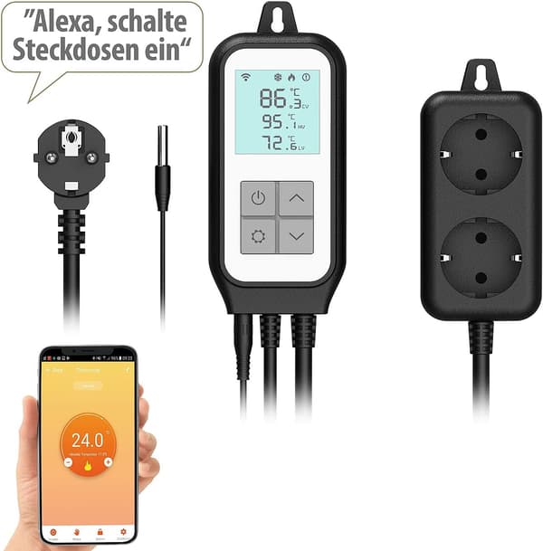 Smart WiFi kjøle- og varmetermostatplugg, Tuya digital temperaturregulatorsensorplugg for reptilfermenter