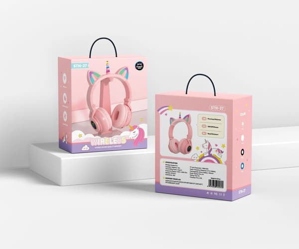 Enhörning Trådlösa Bluetooth-hörlurar med tung bas - Rosa