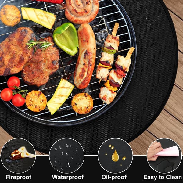 Bålfadsmåtte til Solo Stove bål, Rund grillmåtte til udendørs grillning, tilbehør, Grillmåtte til udendørs grillterrasse, 122CM