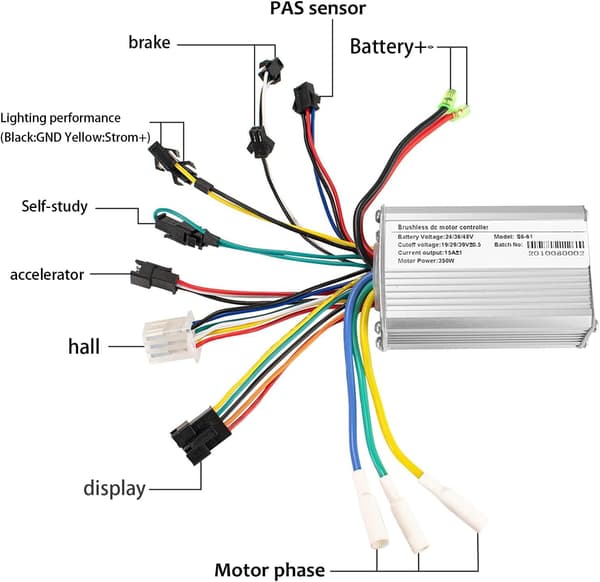 Elcykelcontroller med LCD-skærm kontrolpanel. Børsteløst controllersæt. 24V 36V 48V 350W motorhastighedscontroller til elcykler