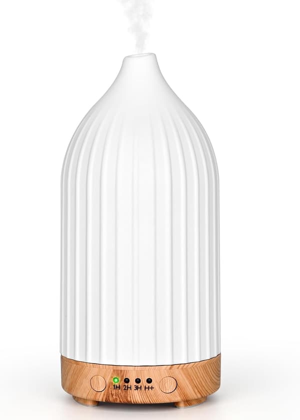 Keramisk eterisk oljediffuser, ultralyd elektrisk duftdiffuser, eterisk oljediffuser for hjem, yoga (hvit 100 ml)