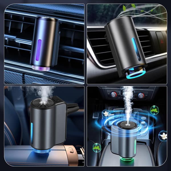 Smart luftdeodorizer og biloliediffuser, universel genopladelig smart aromalufbefugter med 3 tilstande/farver, automatisk tænd/sluk