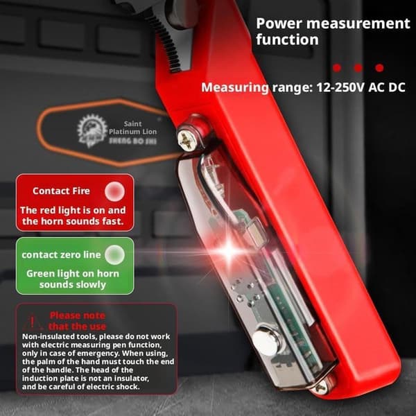 12-i-1 Sammenfoldelig Kabelstripper med Elektricitetsmålefunktion, 8-tommer Multifunktionel Professionel Elektrikertang, Kabelstripper Center Split