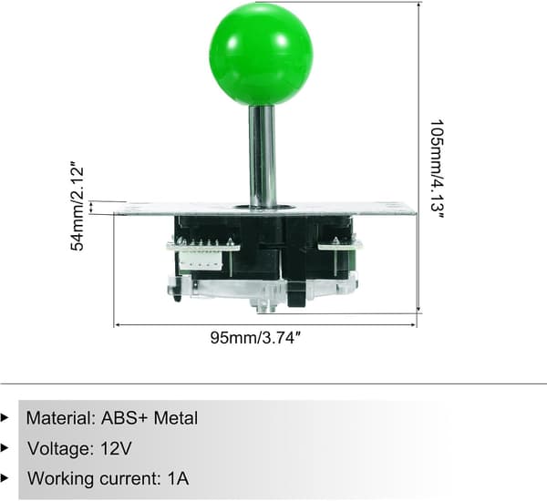 Gør-det-selv PC Joystick-sæt til arkadespil, Gør-det-selv Joystick-dele, 5-bens ABS Arkadeknap til Klassisk PC Arkade, Grøn