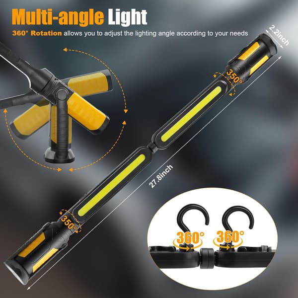 Sensorstyrt arbeidslys - 2400lm LED, 4400mAh oppladbart arbeidslys under panseret med krok og magnetisk base