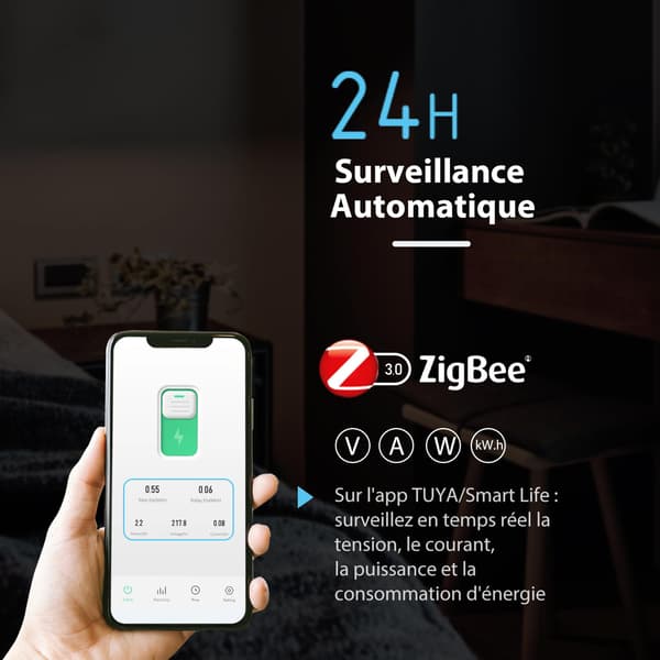 ZigBee Smart Switch, DIY Smart Switch kompatibel med Alexa, Google Assistant, TUYA/Smart Life APP fjärrkontroll, med mätning, 40A