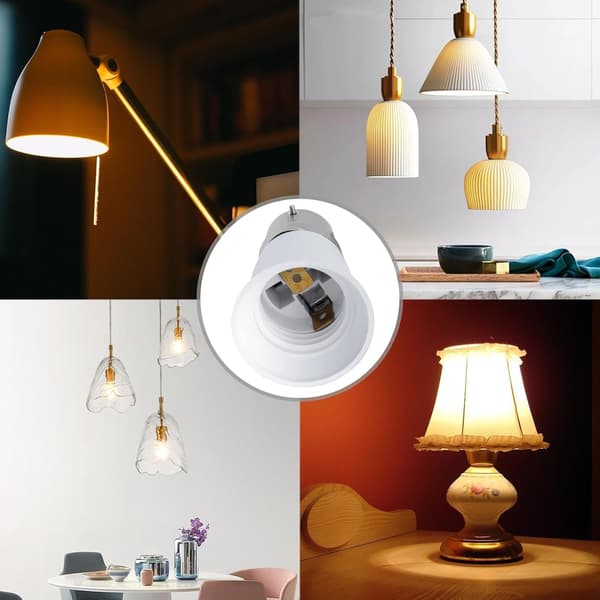 5-pak B22 til E27 adapter, skrue-bajonetpære-adapter, egnet til LED-, gløde- og CFL-pærer