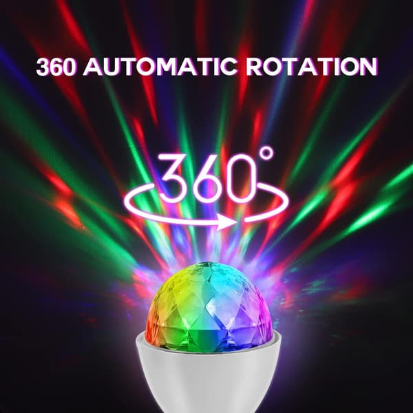 LED-festlys, E27 3W RGB LED-diskokule, 360° roterende diskolys for bursdager, bryllup, jul, halloween