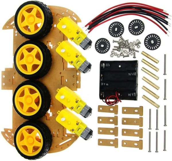 4WD Robot Smart Bil Chassis Kit med Hastighedskoder til Arduino – Fire Dæk, Omni-Hjul, Perfekt til DIY Robotik