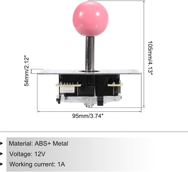 Gør-det-selv PC Joystick-sæt til arkadespil, Gør-det-selv Joystick-dele, 5-bens ABS Arkadeknap til klassisk PC Arkade, Pink