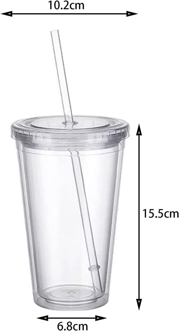 Plastmugg resemugg med sugrör, dubbelväggig plastmugg med lock för fruktjuice, smoothie, juice, kaffe, iskaffe, 2 st